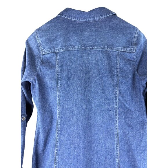 J.jill Country Club Coastal Preppy Denim Button Front Dress, Women's S Petite - Picture 6 of 8